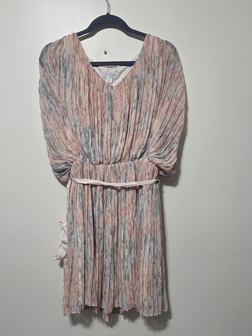 Jessica Simpson Pleated Mini Dress in Pink and Gray Floral